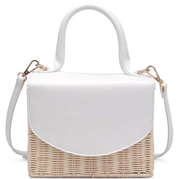 WOVEN STRAW CLEMENTINE CROSSBODY BAG