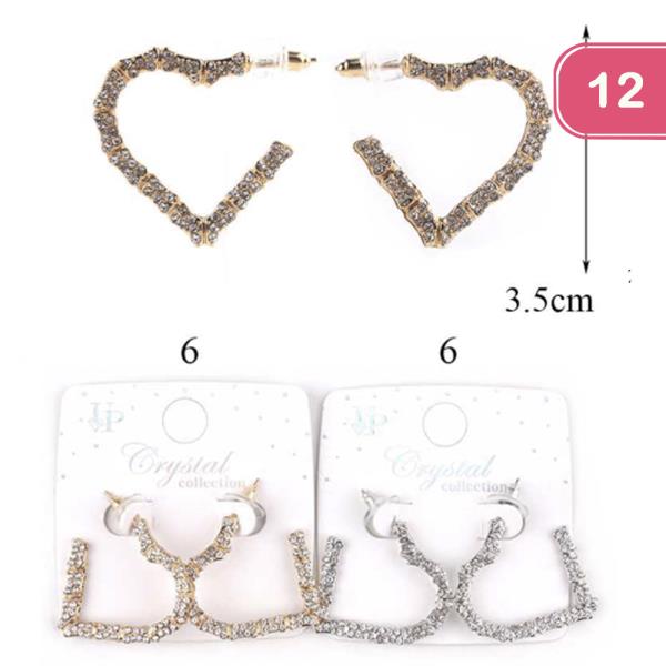 HEART RHINESTONE EARRING (12 UNITS)