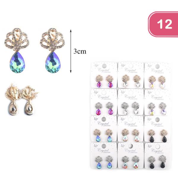 COLOR RHINESTONE TEARDROP EARRING (12 UNITS)