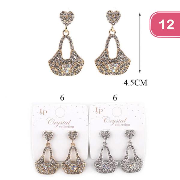 HEART RHINESTONE DANGLE EARRING (12 UNITS)