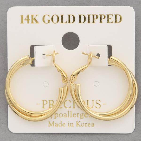 14K GOLD DIPPED DOUBLE HOOP EARRING