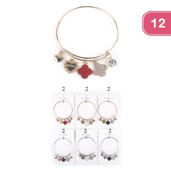 METAL BANGLE MULTI CHARM BRACELET (12 UNITS)