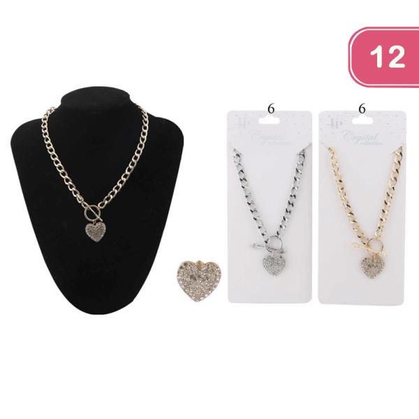 METAL HEART NECKLACE (12 UNITS)