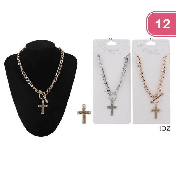 METAL CROSS NECKLACE (12 UNITS)