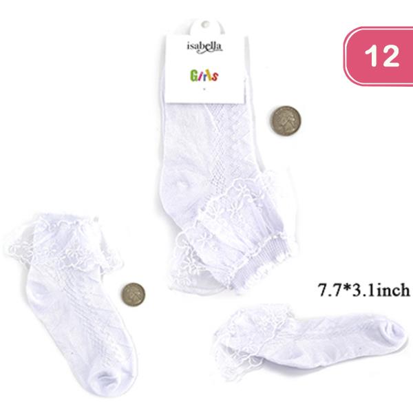 GIRLS LACE ANKLE STOCKS (12 UNITS)