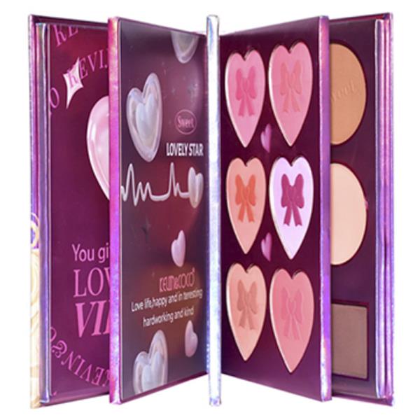 KEVINCOCO MULTI-LAYER HEART-SHAPED PANS RECTANGULAR BLUSH & FACE PALETTE