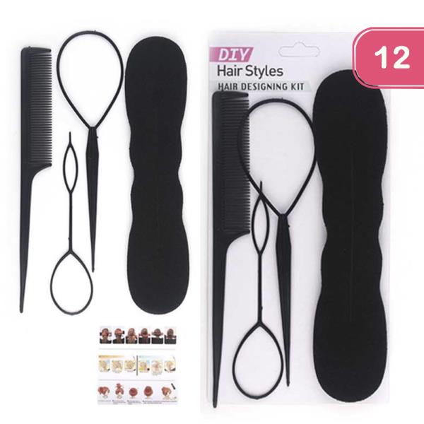 BUN MAKER HAIR TOOL KIT SET (12 UNITS)