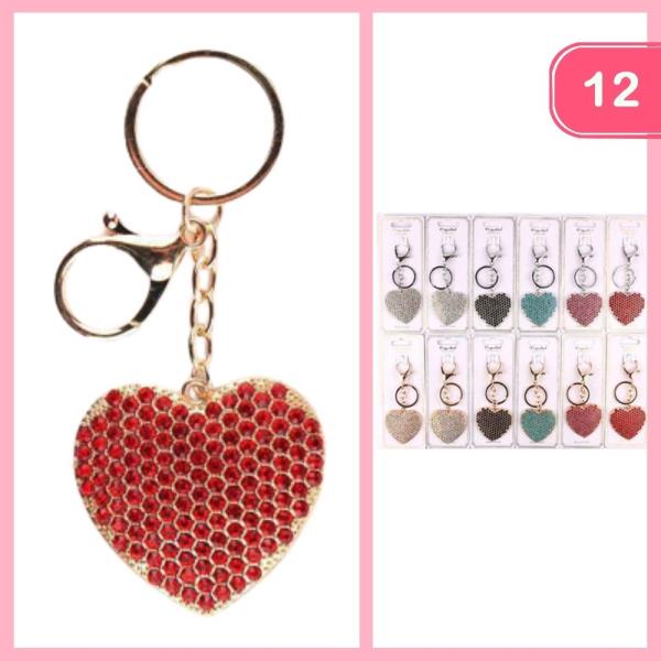 RHINESTONE HEART KEYCHAIN (12 UNITS)