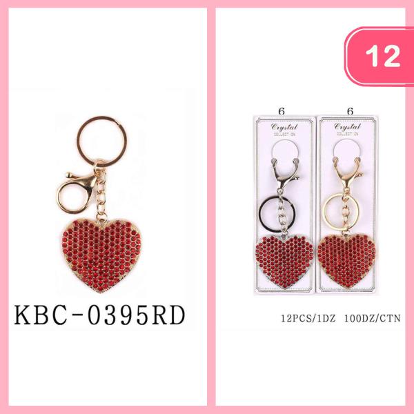 RHINESTONE HEART KEYCHAIN (12 UNITS)