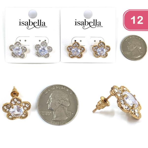 CZ FLOWER STUD EARRING (12 UNITS)