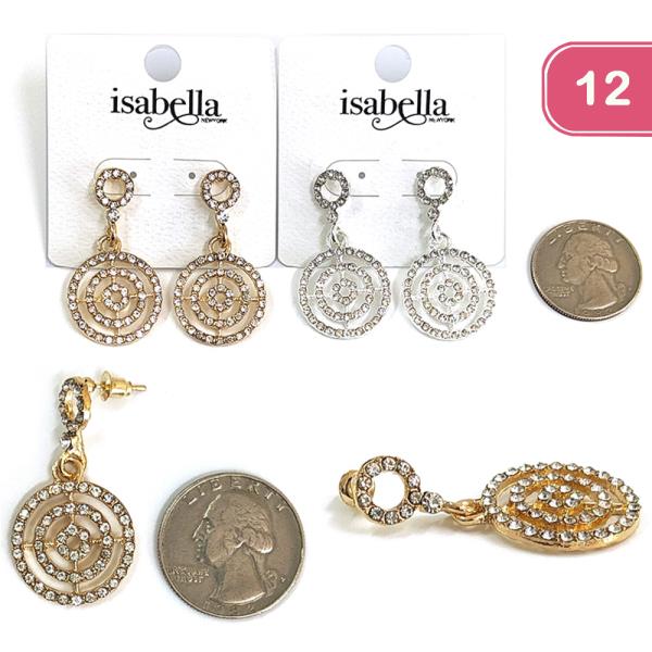 ROUND RHINESTONE DANGLE EARRING (12 UNITS)