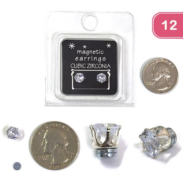 CZ MAGNETIC STUD 6MM EARRING (12 UNITS)