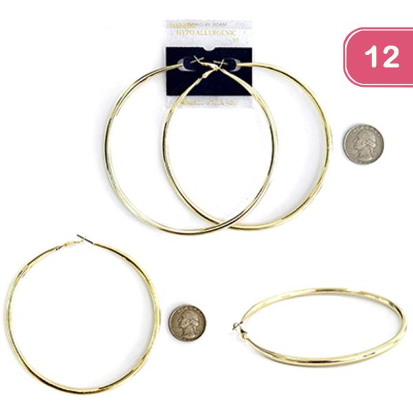 HYPOALLERGENIC POST HOOP EARRING (12 UNITS)