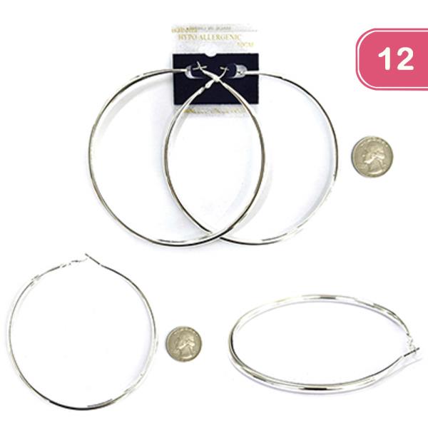 HYPOALLERGENIC POST HOOP EARRING (12 UNITS)