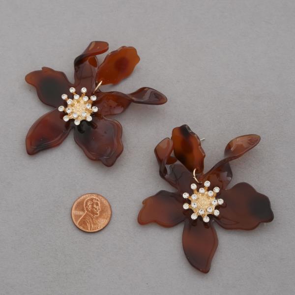 ACETATE FLOWER DANGLE EARRING