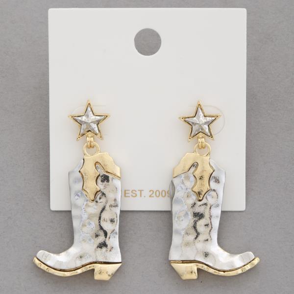 WESTERN STYLE TWO TONE DANGLE EARRING