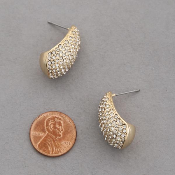 TEARDROP RHINESTONE METAL EARRING