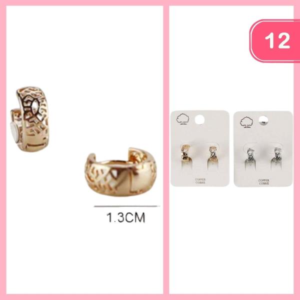 COPPER WIDE FILIGREE HUGGIE EARRING (12 UNITS)