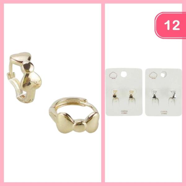 COPPER RIBBON SHAPE HUGGIE EARRING (12 UNITS)