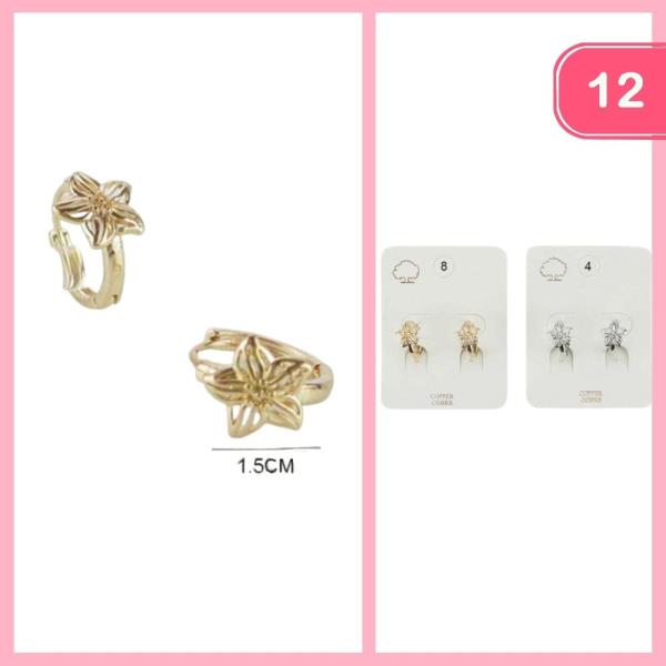 COPPER FLOWER SHAPE HUGGIE EARRING (12 UNITS)