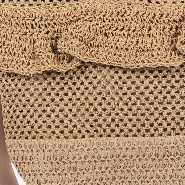 RUFFLE DETAIL CROCHET STRAW BAG