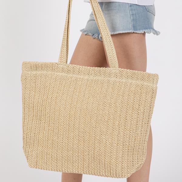 SOLID CROCHET STRAW BAG