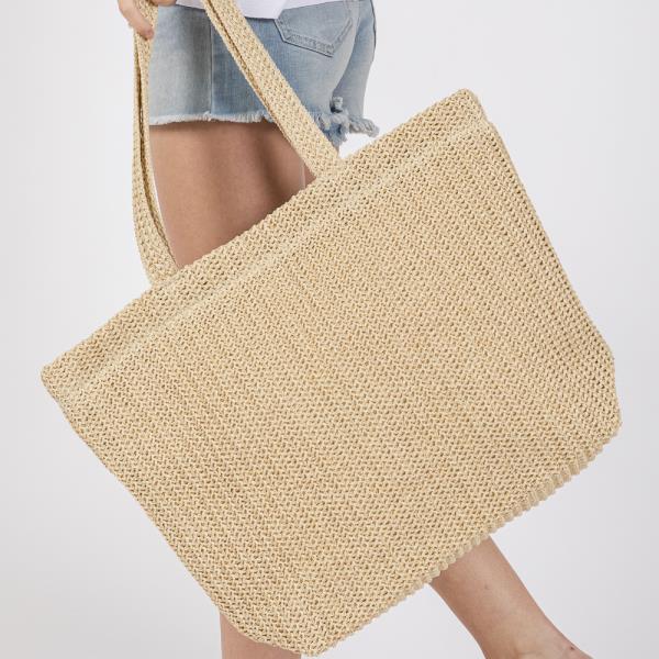 SOLID CROCHET STRAW BAG