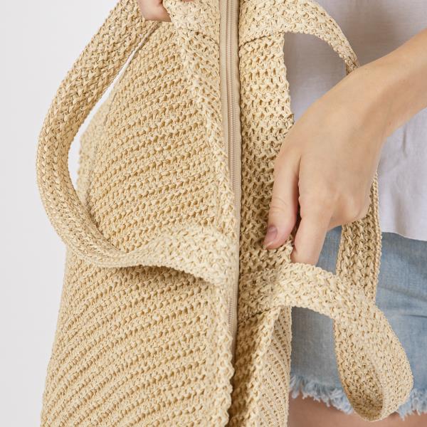 SOLID CROCHET STRAW BAG