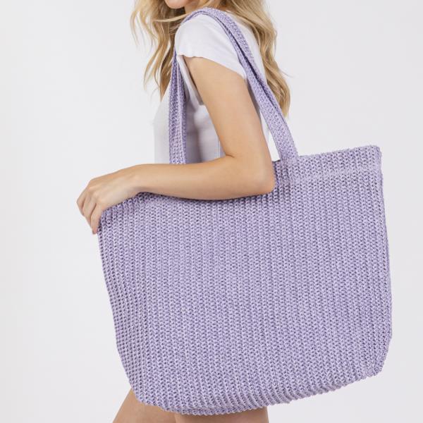 SOLID CROCHET STRAW BAG