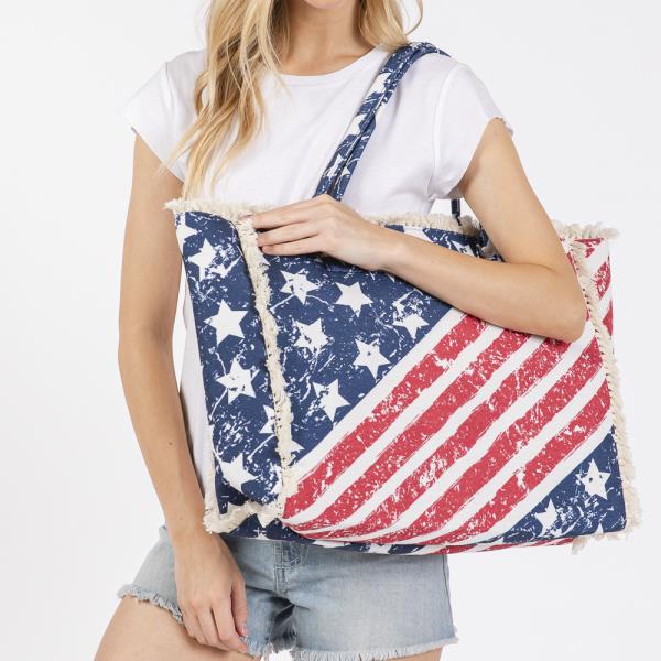 AMERICAN FLAG PATTERN FRINGE BAG