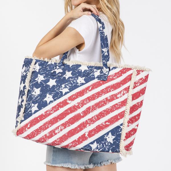 AMERICAN FLAG PATTERN FRINGE BAG