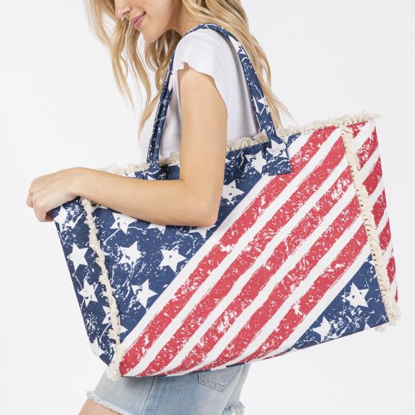 AMERICAN FLAG PATTERN FRINGE BAG