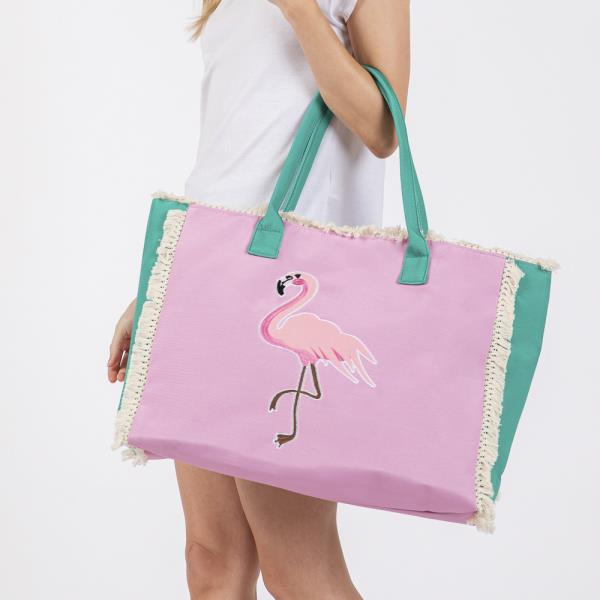 EMBROIDERED ANCHOR PATCH FRINGE TOTE BAG