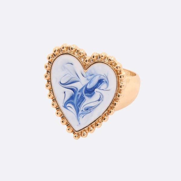 MARBLE PATTERN HEART SHAPE RING