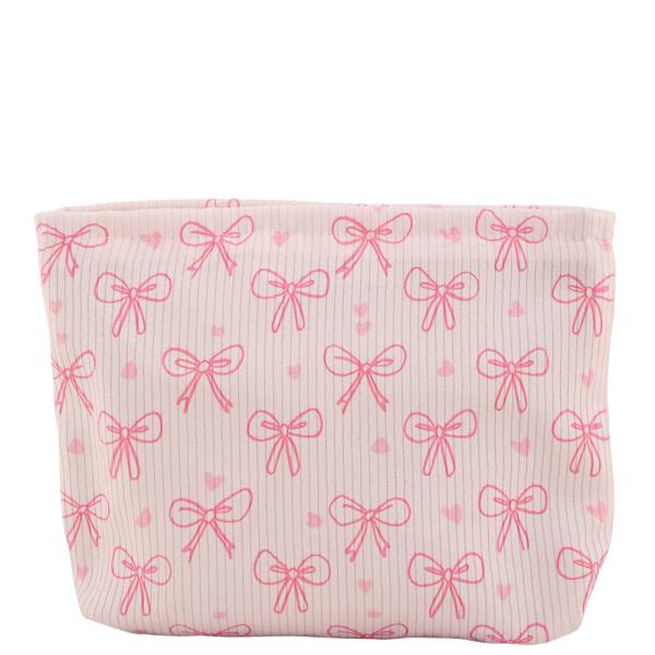 RIBBON BOW HEART PATTERN LINED POUCH