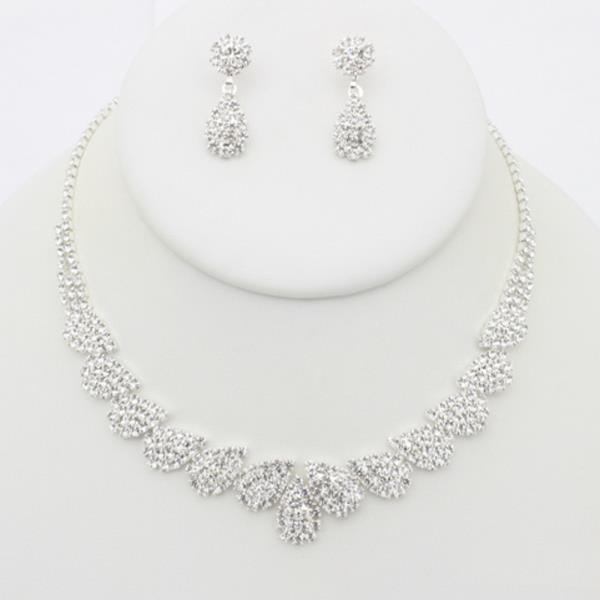 RHINESTONE NECKLACE EARRING SET