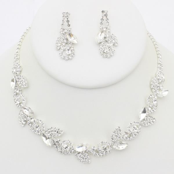 RHINESTONE NECKLACE EARRING SET