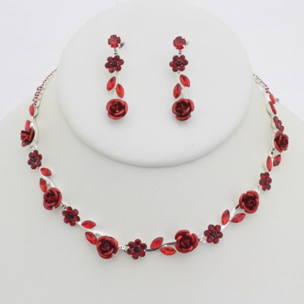 FLOWER NECKLACE EARRING SET