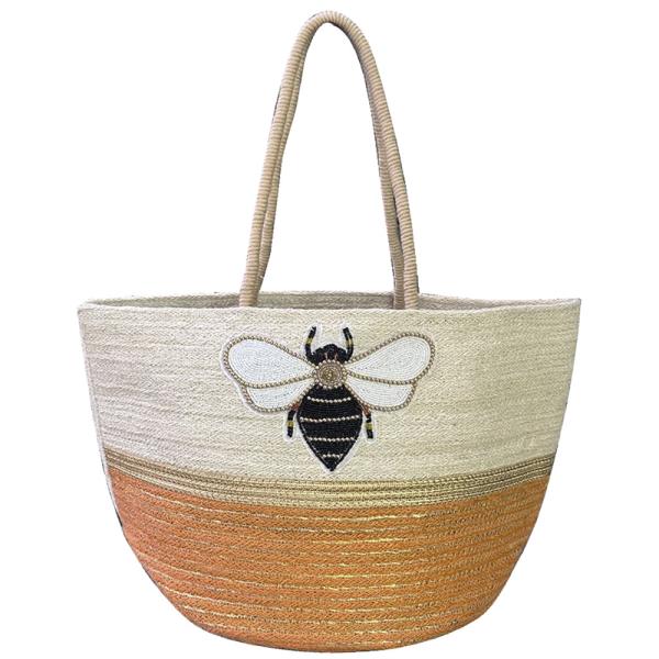 TWO TONE BUG DESIGN SHOULDER TOTE BAG