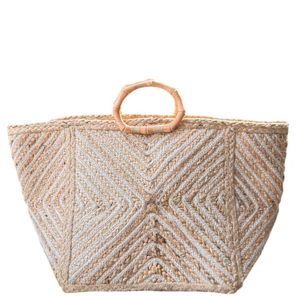 FASHION DESIGN WOVEN HANDLE TOTE BAG