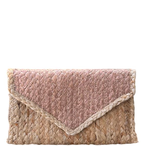 WOVEN COLORED ENVELOPE FLAP CLUTCH BAG