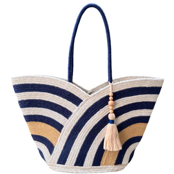 STYLISH PATTERN TASSEL SHOULDER TOTE BAG