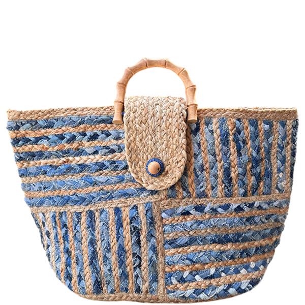 FASHION WOVEN HANDLE TOTE BAG