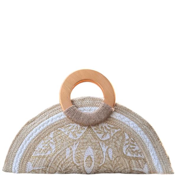 HALF CIRCLE DESIGN HANDLE EVENING BAG