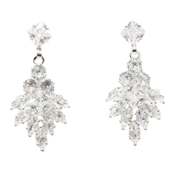 TEARDROP CZ RHINESTONE DANGLE EARRING