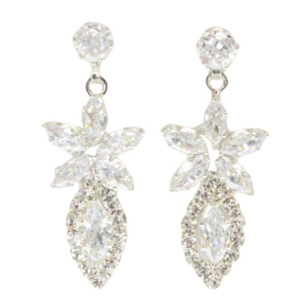 CZ RHINESTONE FLOWER DANGLE EARRING