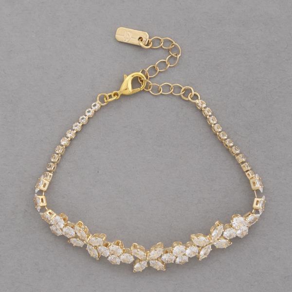 FLOWER LINK RHINESTONE BRACELET