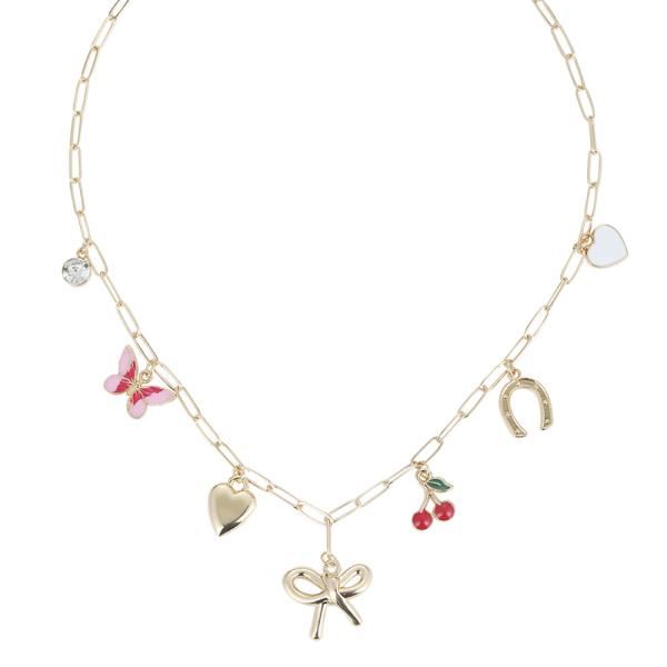 BOW MULTI CHARM NECKLACE