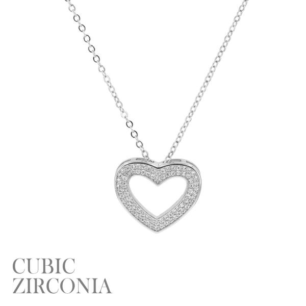 CZ HEART OUTLINE NECKLACE