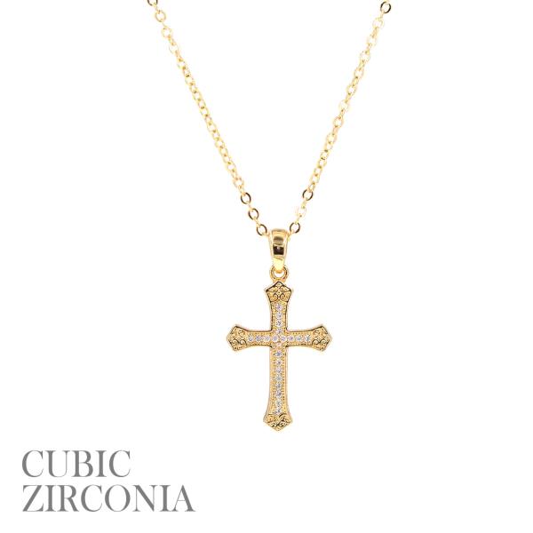 CZ CROSS PENDANT NECKLACE